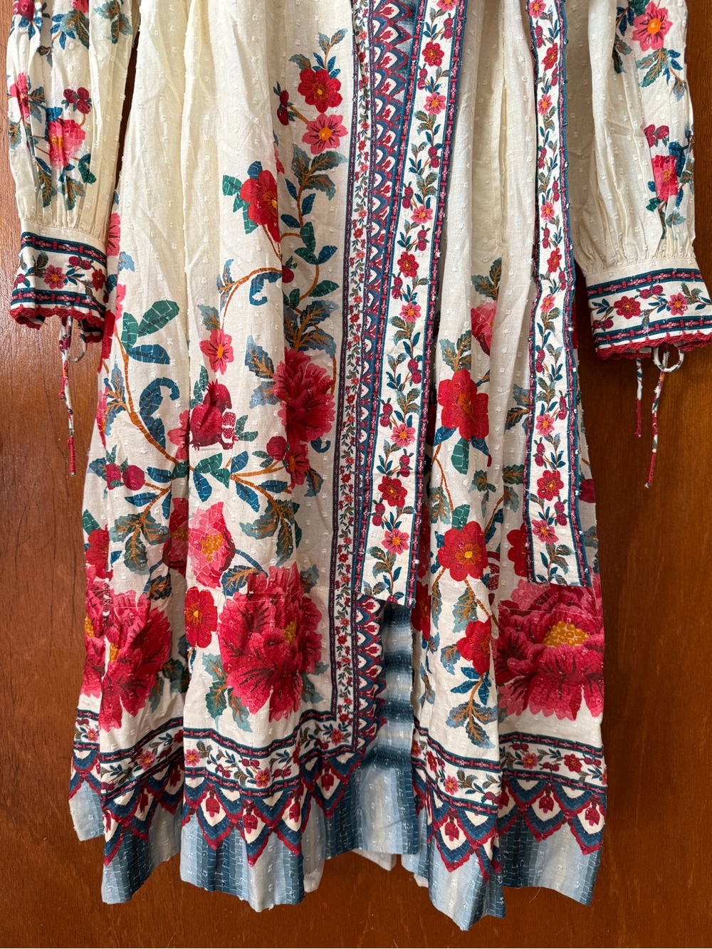 NWT FARM Rio Mosaic Garden Floral Midi Wrap Dress in Sand Multicolor - Size M - Picture 6 of 16